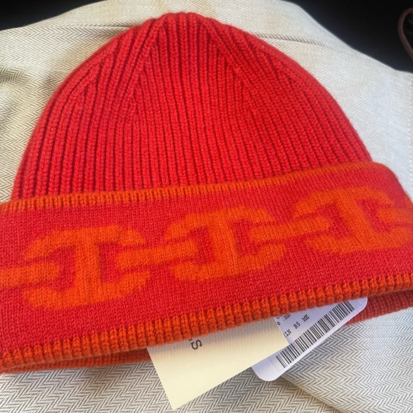 New with tags HERMES HEAVEN beanie coralline orange pop knit link trendy fall - Picture 1 of 5